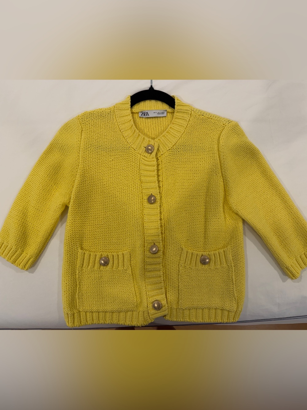 Zara Sunny Yellow Button-Up Knit Cardigan